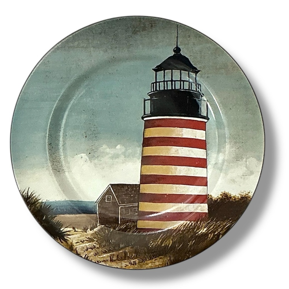 David Carter Brown Plate “By The Sea” Nautical Coastal Lighthouse Sakura 8 1/8” - Picture 2 of 16